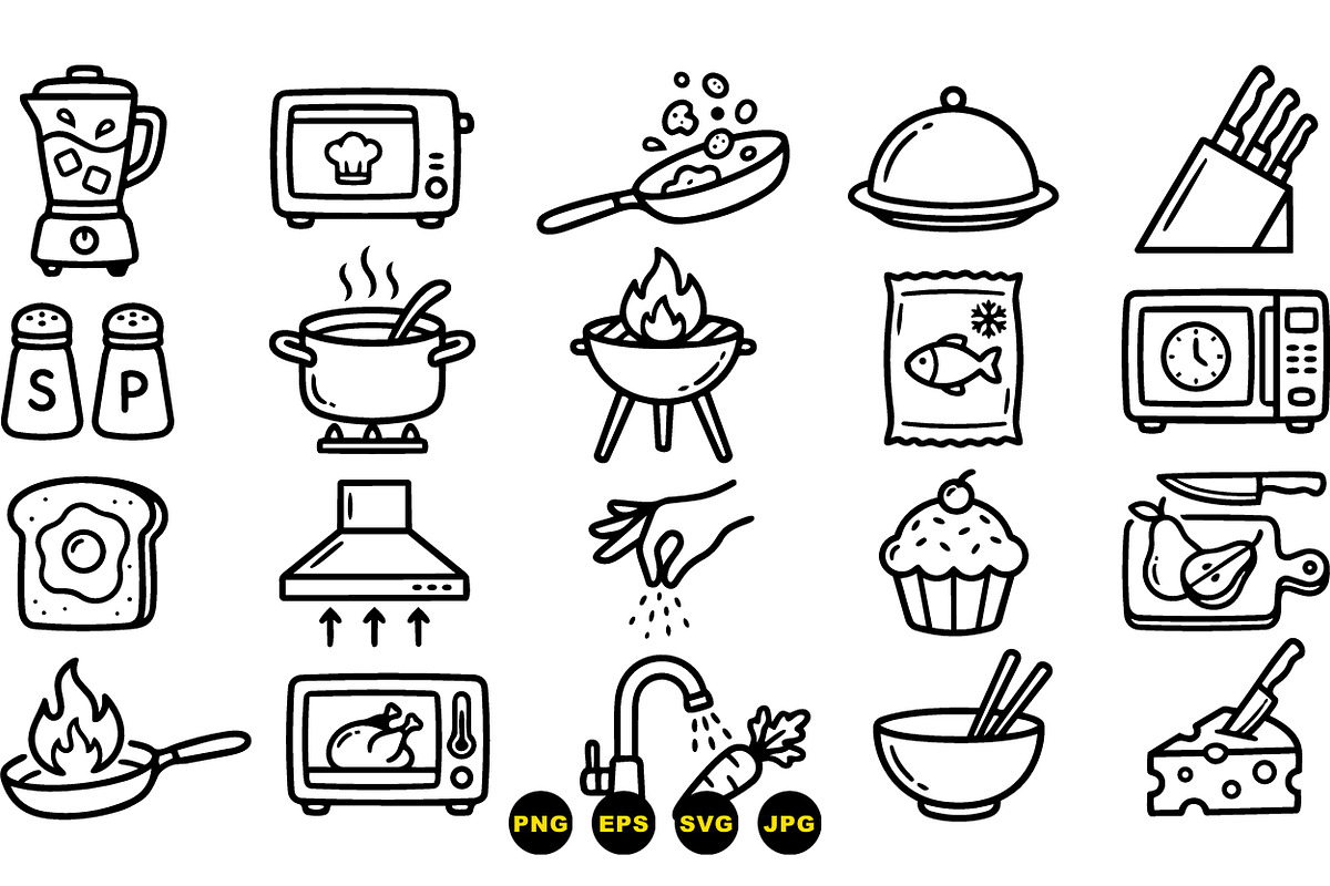 Hand Drawn Cooking Icon Set, an Illustration by designvectx (Photo 3 of 3)