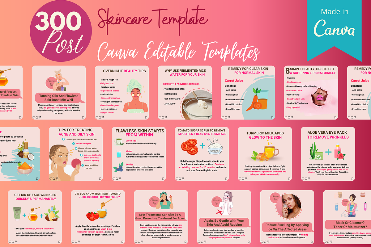 300 Skincare Beauty - Canva Editable, a Social Media Template by Viral Content Design (Photo 4 of 10)