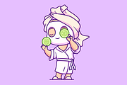 Cute Girl Wearing Facial Sheet Mask, a Person Illustration by Catalyst Labs (Thumbnail 3 of 3)