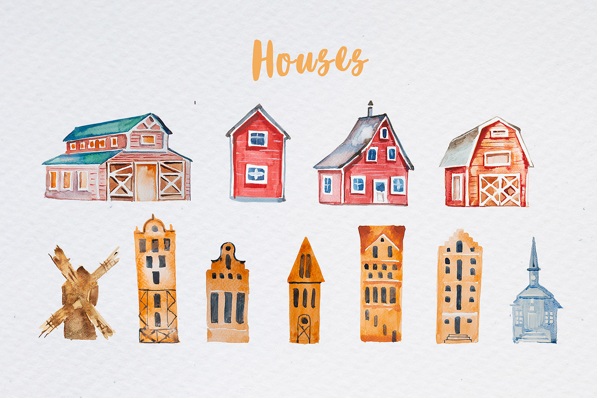 My Watercolor Map Clipart Set, an Animal Illustration by ArtCreationsDesign (Photo 4 of 7)