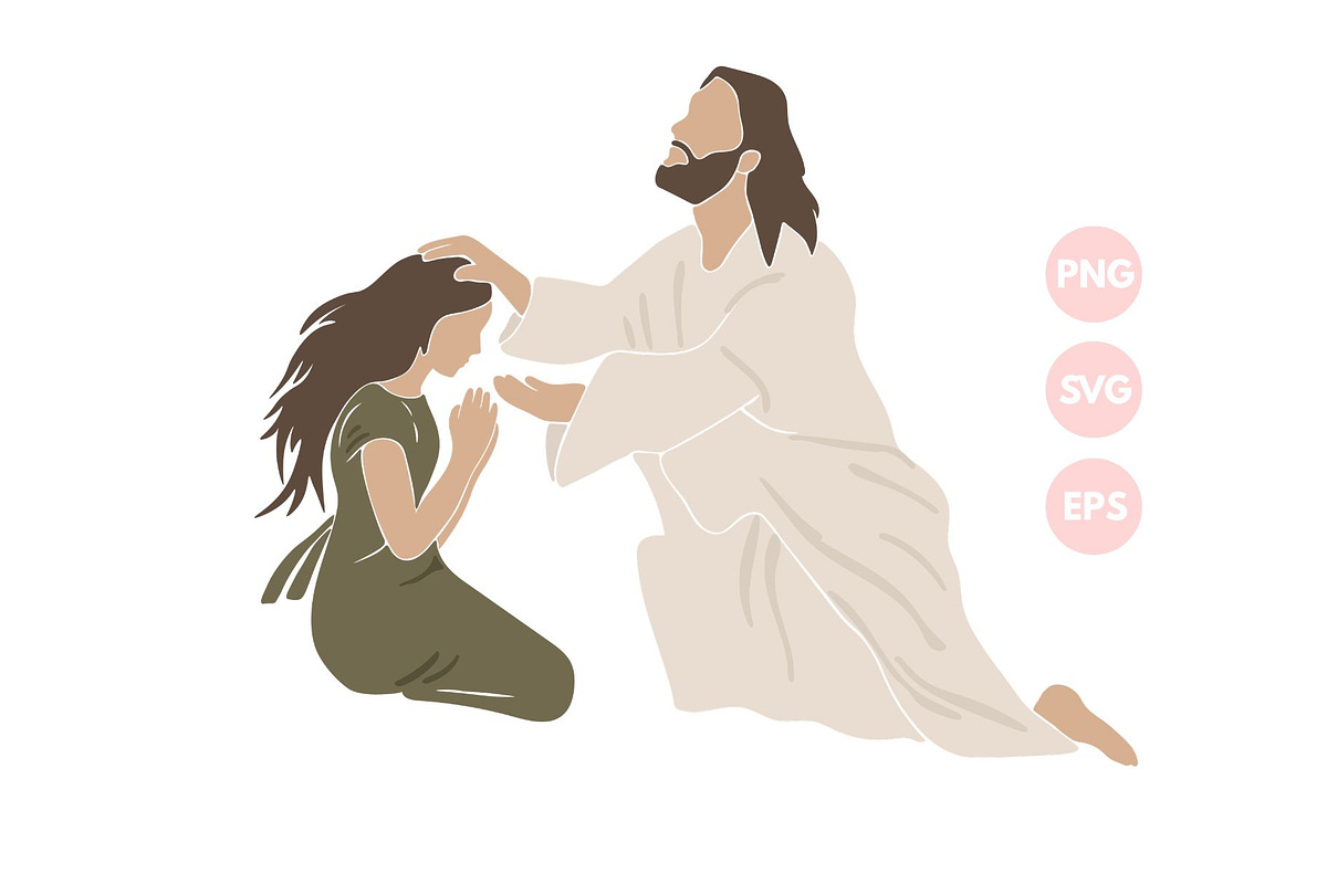 Jesus and Girl Christian vector, a Person Illustration by ⋒DesignECShop⋒ (Photo 1 of 3)
