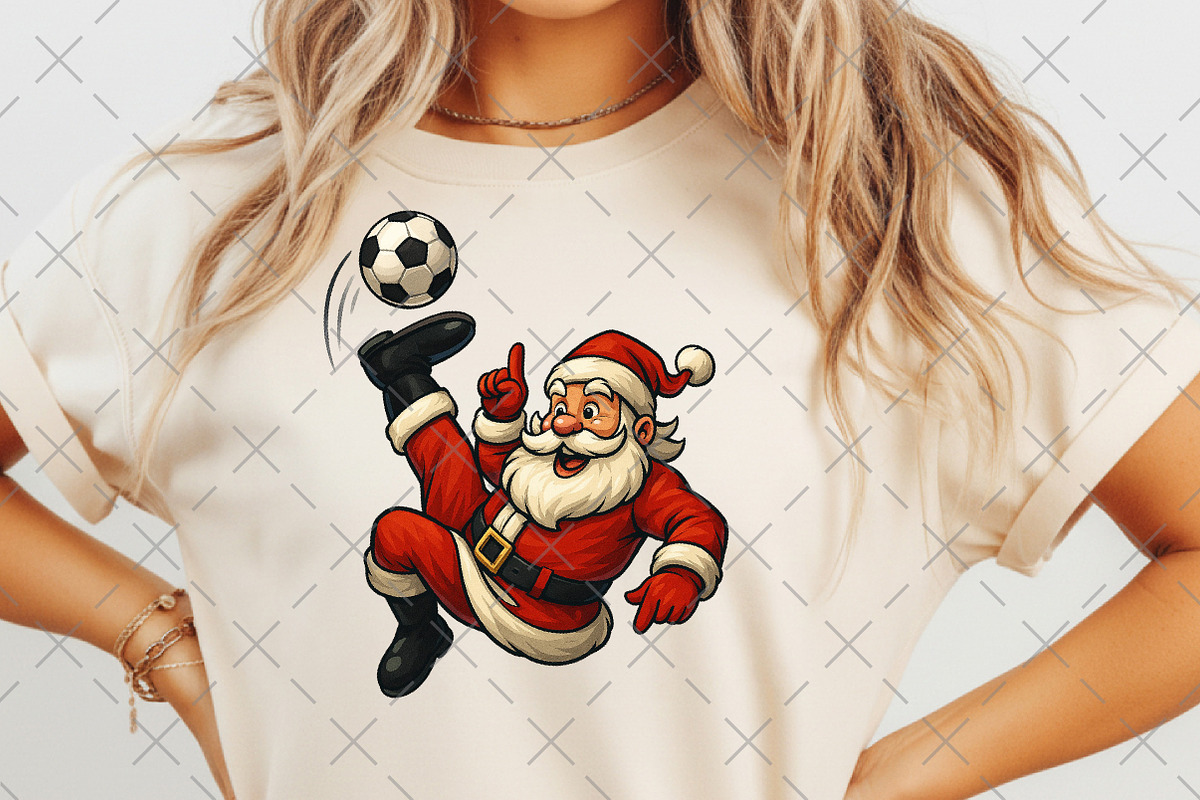 Santa Playing Soccer Funny Christmas, an Illustration by Craft Nest (Photo 5 of 6)