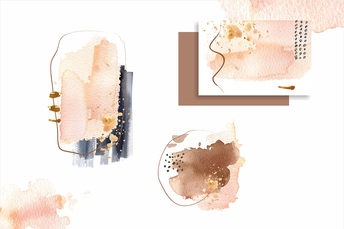 Abstract collection watercolor art, a Decorative Illustration by Tatia_Chel