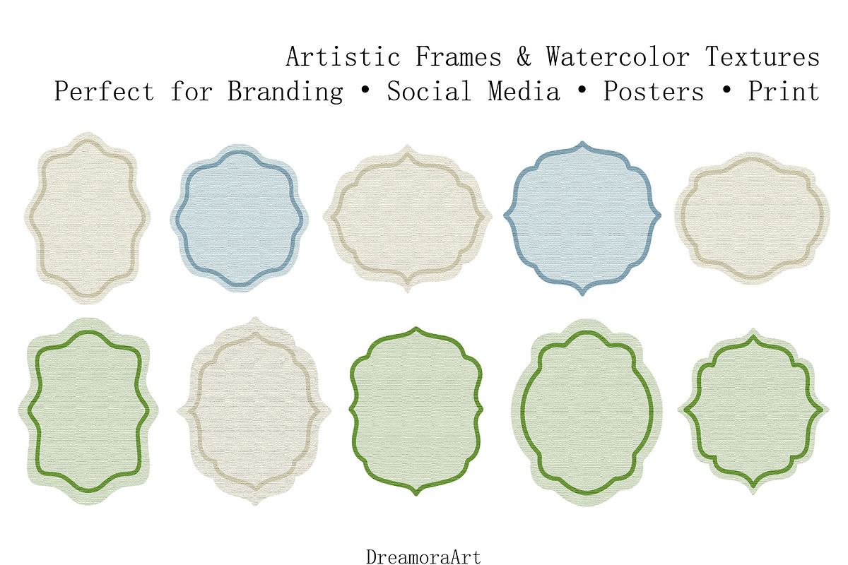 Watercolor Textures, Strokes & Frame, a Texture Graphic by DreamoraArt (Photo 8 of 11)