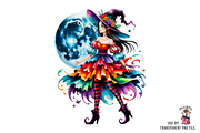 10 Colorful Autumn Witch PNG with Mo, an Illustration by Clipart Bloom (Thumbnail 11 of 11)