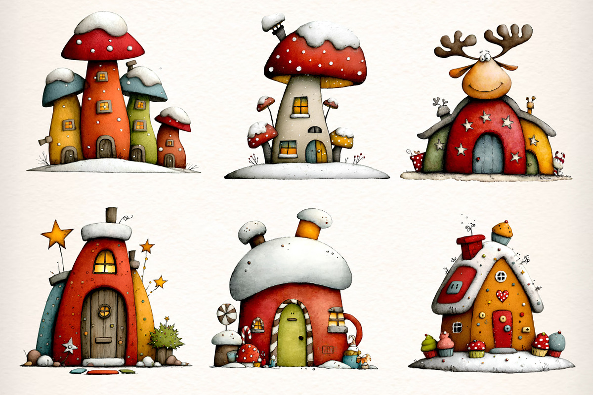 Whimsical Christmas House Clipart, an Illustration by Dream Creation (Photo 2 of 7)