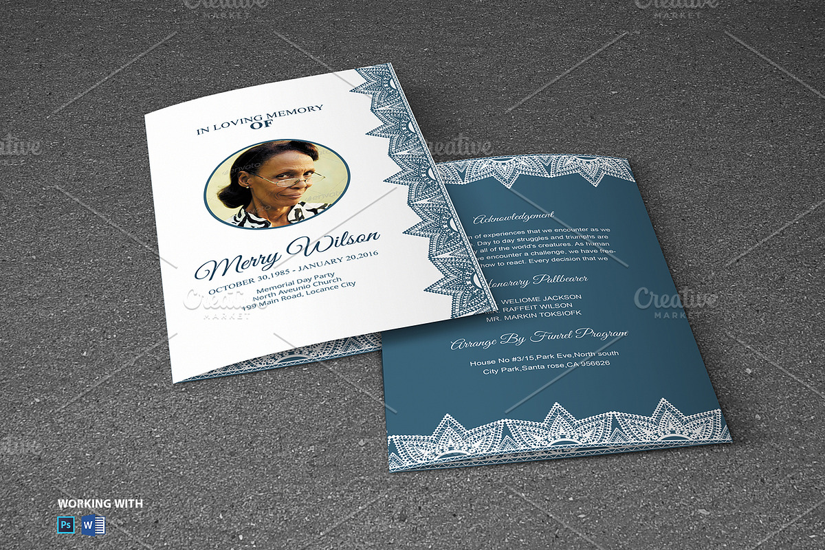 Funeral Program Template Printable, a Brochure Template by Madhabi Studio (Photo 5 of 5)