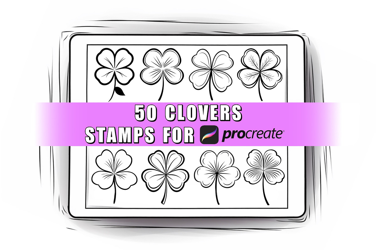 50 Clovers Procreate Stamps Brushes, a Brush Add-On by Procreate Sale (Photo 1 of 6)