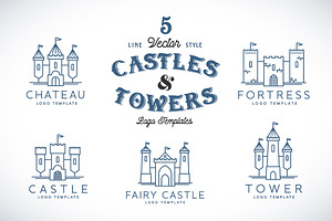 Line Style Vector Castle Logos
