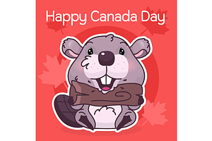 Cute beaver canadian symbol, a Poster Template by IMG visuals characters