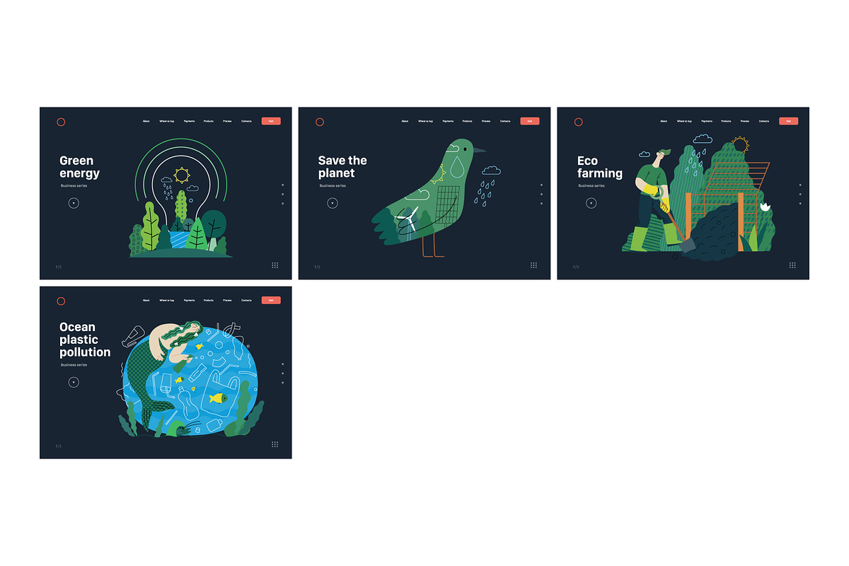 Ecology flat vector illustrations, a Templates & Theme by Grivina's shop (Photo 31 of 31)