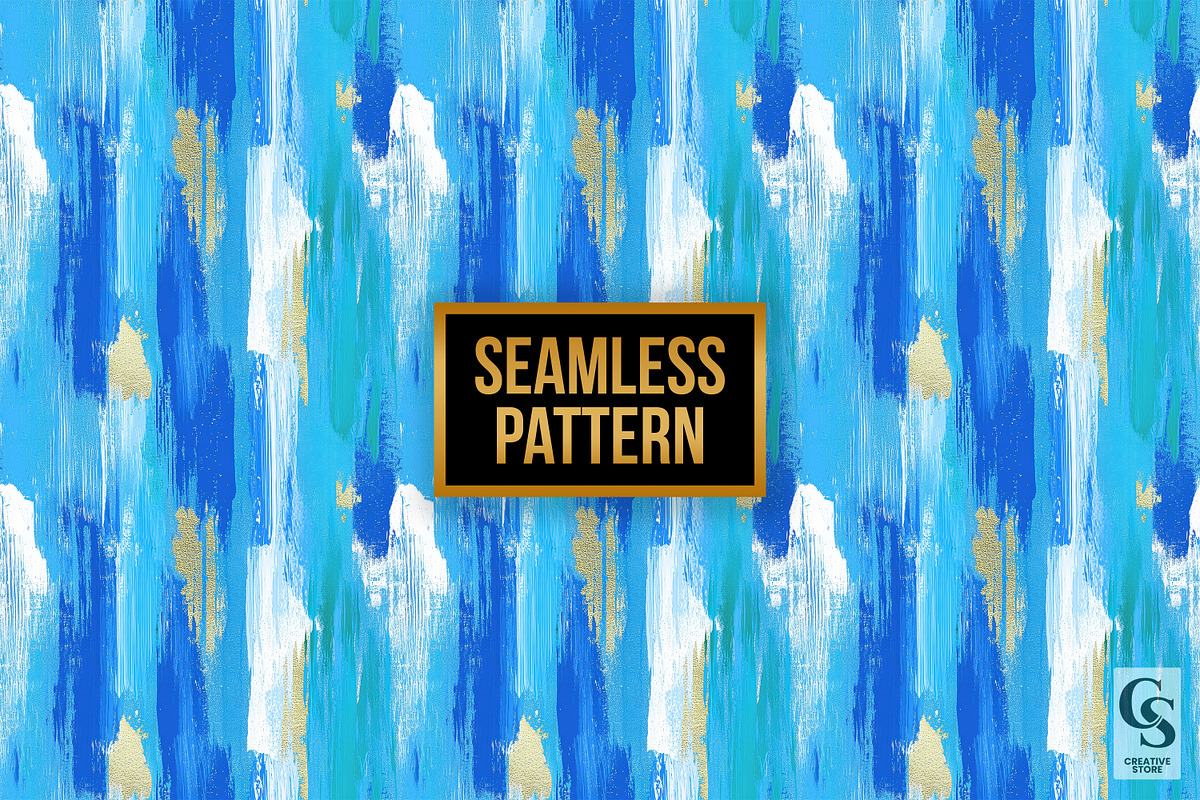 Blue Brushstrokes Seamless Patterns, a Pattern Graphic by Creative Store (Photo 4 of 5)