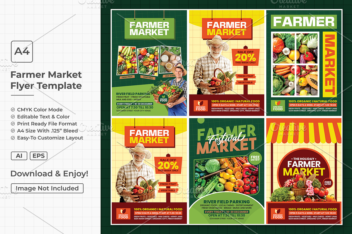 Farmer market flyer template bundle, a Flyer Template by Yunus Ahmad (Photo 1 of 4)