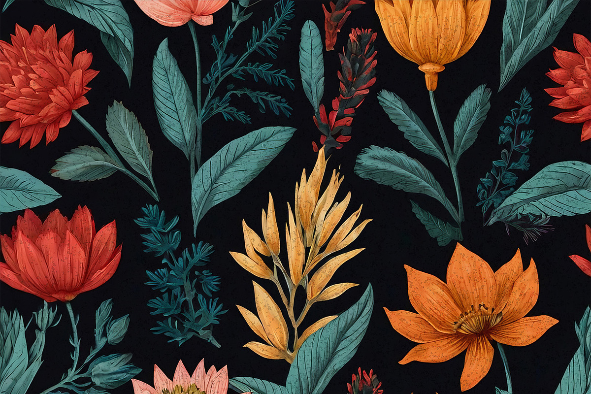 Vintage Botanical Floral Patterns, a Decorative Illustration by StockVerse Creative (Photo 2 of 4)