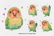 15 Bundle Watercolor Love Bird Cute, an Animal Illustration by Morspective (Thumbnail 5 of 8)