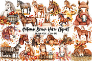 Autumn Brown Horse Clipart, an Illustration by Libby Wishes (Thumbnail 1 of 7)