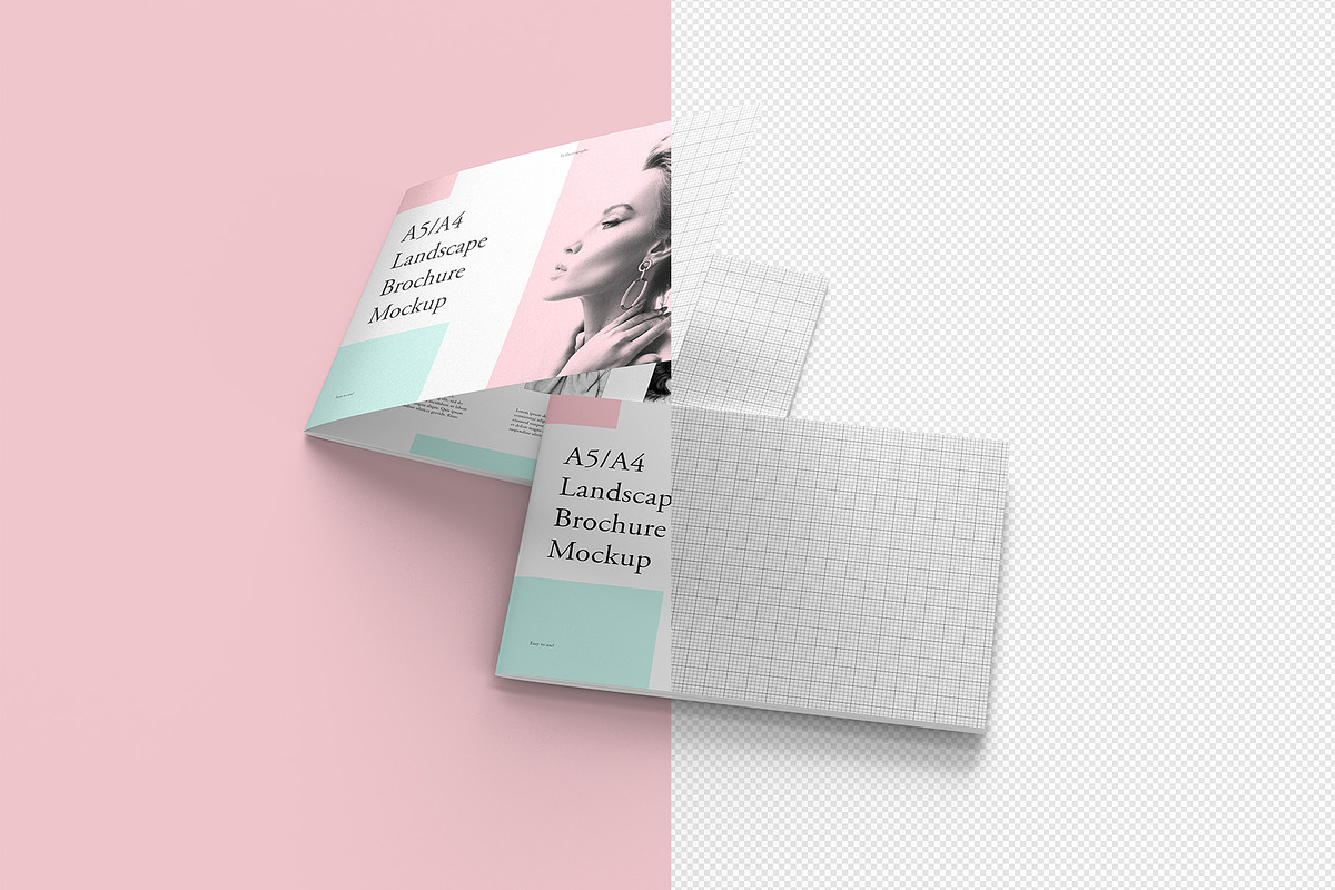 5 A4 Landscape Brochure Mockup, a Books & Magazine Mockup by Illusiongraphic (Photo 15 of 25)