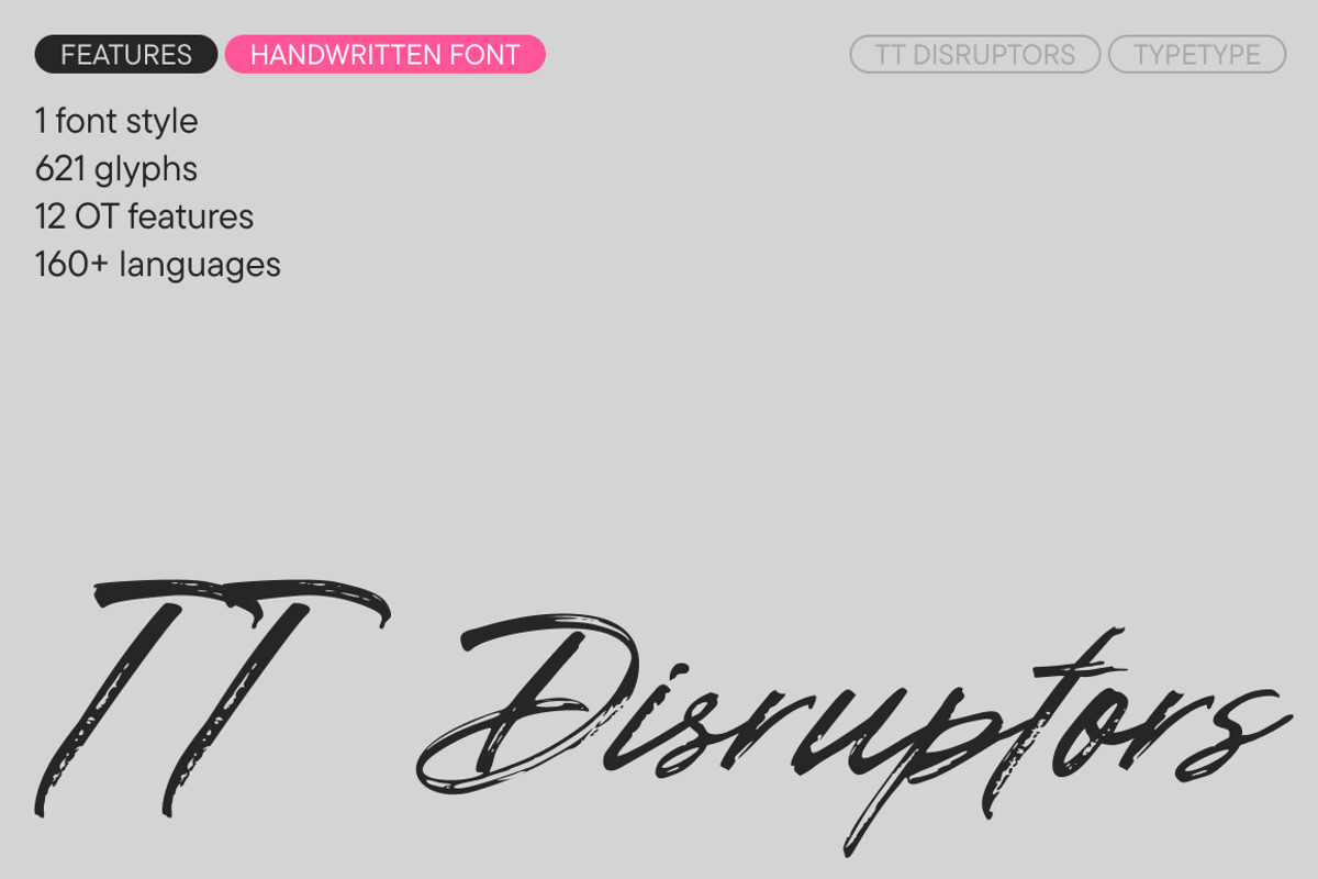 TT Disruptors, a Script Font by TypeType (Photo 1 of 12)