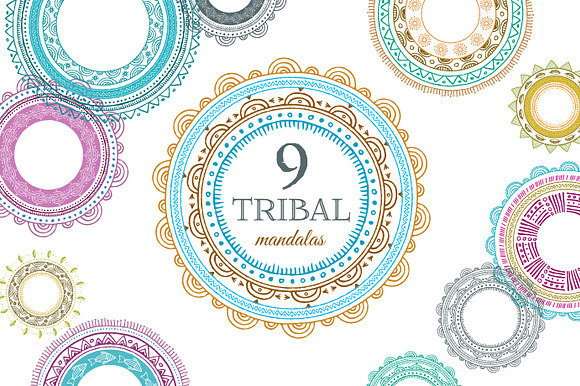 9 Tribal Mandalas, Frames, Patterns preview 6