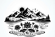 60 Lotus Mountain Harmony Silhouette, an Empty State Illustration by Amazin_art (Thumbnail 23 of 31)