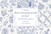 Vintage Seamless Patterns Blue Toile, a Pattern Graphic by ON_lineart_store (Thumbnail 1 of 10)
