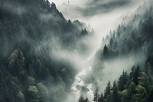 Misty mountain landscape stock photo, a Nature Photo by Virgo Studio