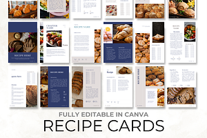 Blue Recipe Pages Canva Template, a Presentation Template by Digital By Nikoleta