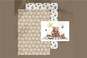 Bear and Bees watercolor clipart, an Animal Illustration by Estudio 812 (Thumbnail 6 of 7)