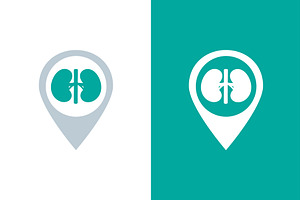 Human kidneys and map pointer logo, an Object Illustration by GraphiShop