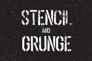 Stencil font and grunge textures set