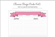 Pink Banner Recipe Cards 4x6 Fill in, a Card Template by OhEverythingHandmade (Thumbnail 2 of 2)