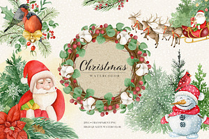 Christmas. Watercolor collection