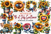 4th of July Sunflower Clipart, an Illustration by DreamArtGraphic (Thumbnail 1 of 4)