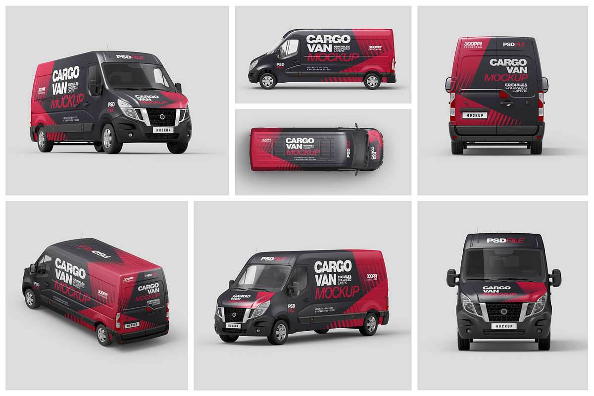 Cargo Van Mockup Set, an Advertising Mockup by Deeplab (Photo 2 of 10)