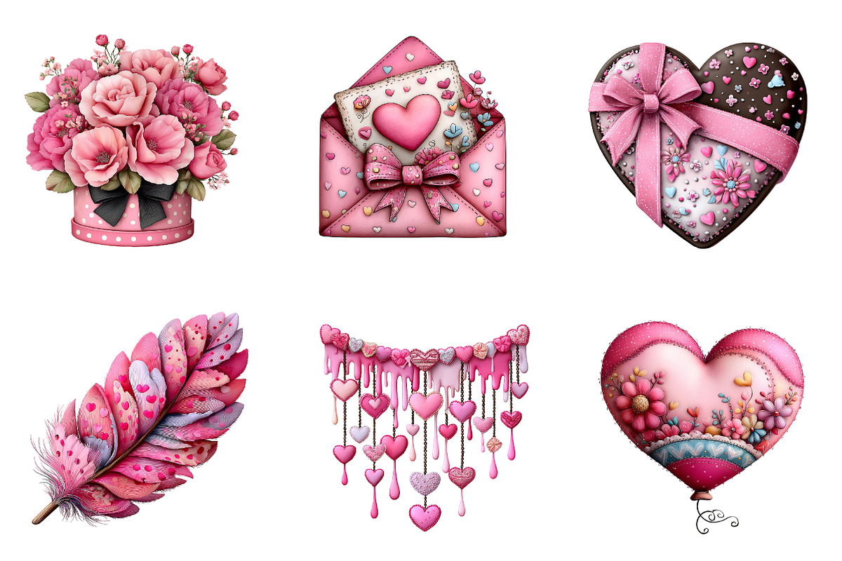 Watercolor Valentine's Day Clipart, an Illustration by CreationArt (Photo 4 of 6)