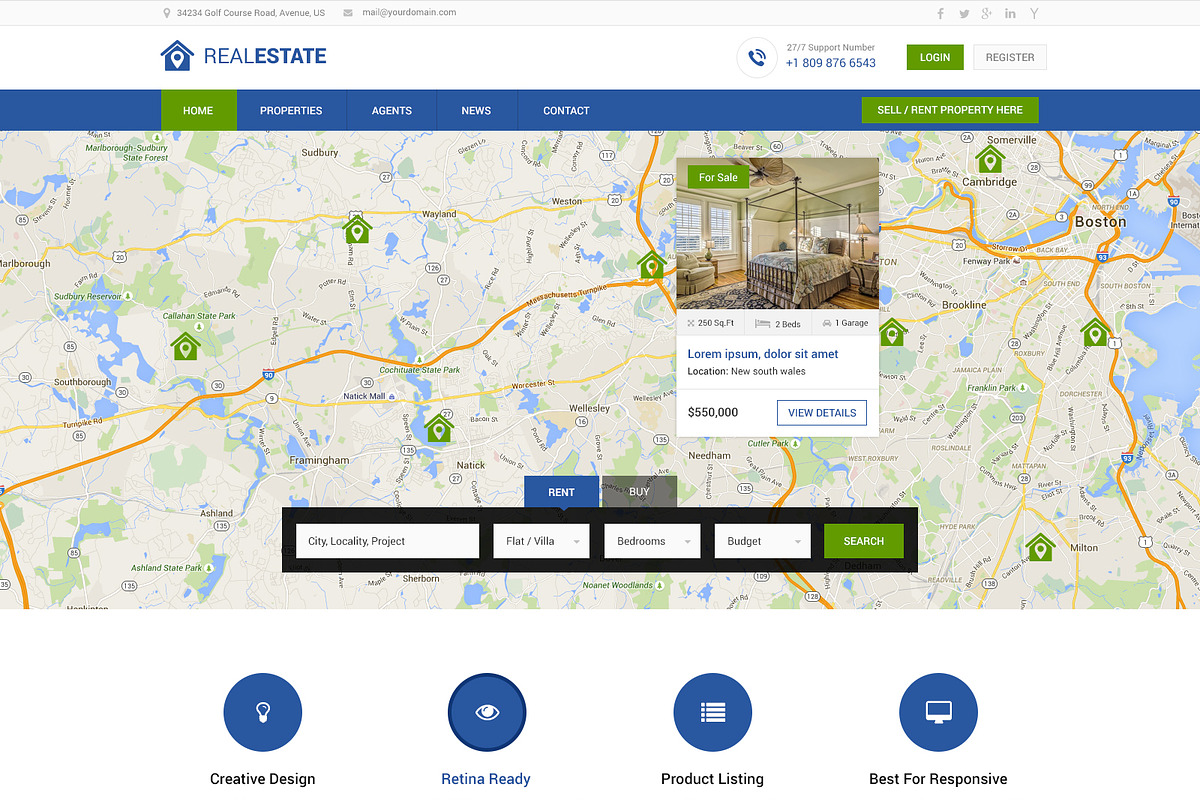 Real Estate PSD Website Template, a Landing Page Template by WebbyTemplates (Photo 2 of 20)