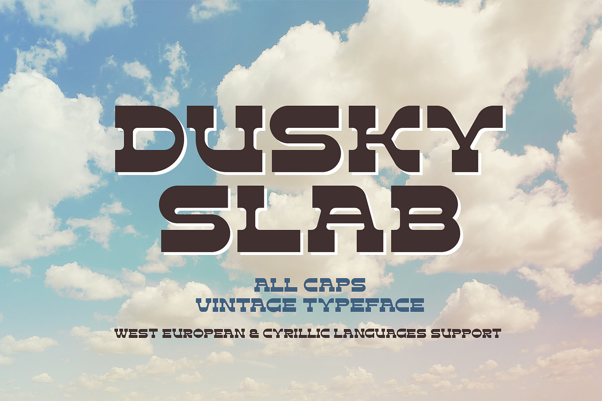 Dusky Slab - vintage font, a Slab Serif Font by Gleb Guralnyk (Photo 1 of 6)