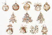 Boho Christmas Watercolor Clipart, a Seasonal Illustration by Maysa Art (Thumbnail 3 of 4)