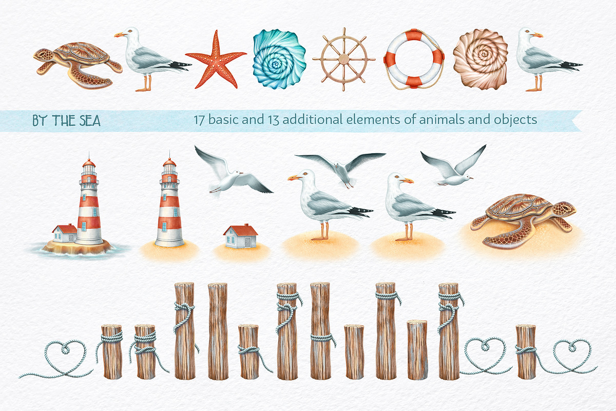 Sea Clipart. Patterns & Seascapes, a Person Illustration by MariArtySpace (Photo 2 of 15)