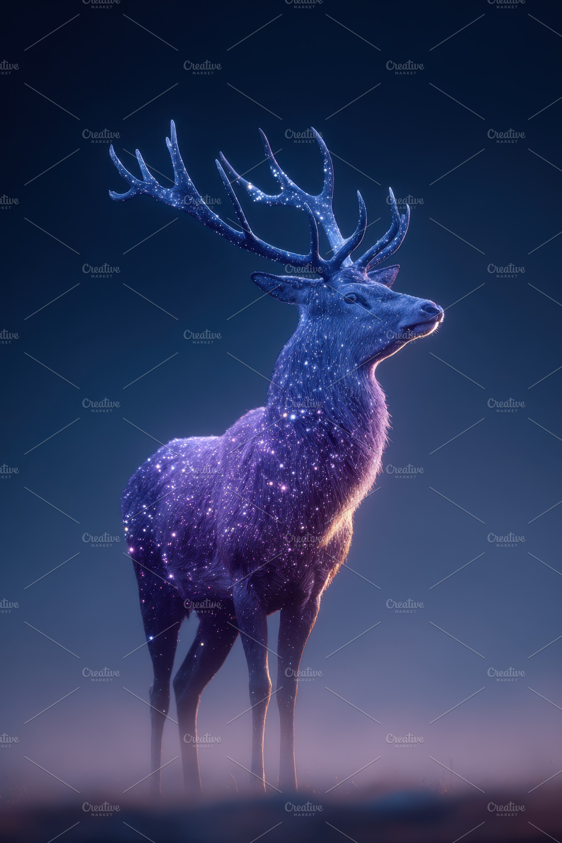 Mystical deer in a cosmic aura, an Animal Photo by AlyaAnd