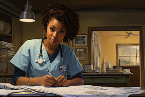African american doctor working in h, a Photo by Iftikhar Alam