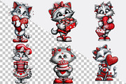 Valentine Cats Clipart, an Illustration by SVGArt (Thumbnail 2 of 7)