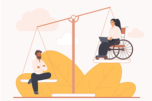 Ableism discrimination employment, a Person Illustration by Lemberg Vector