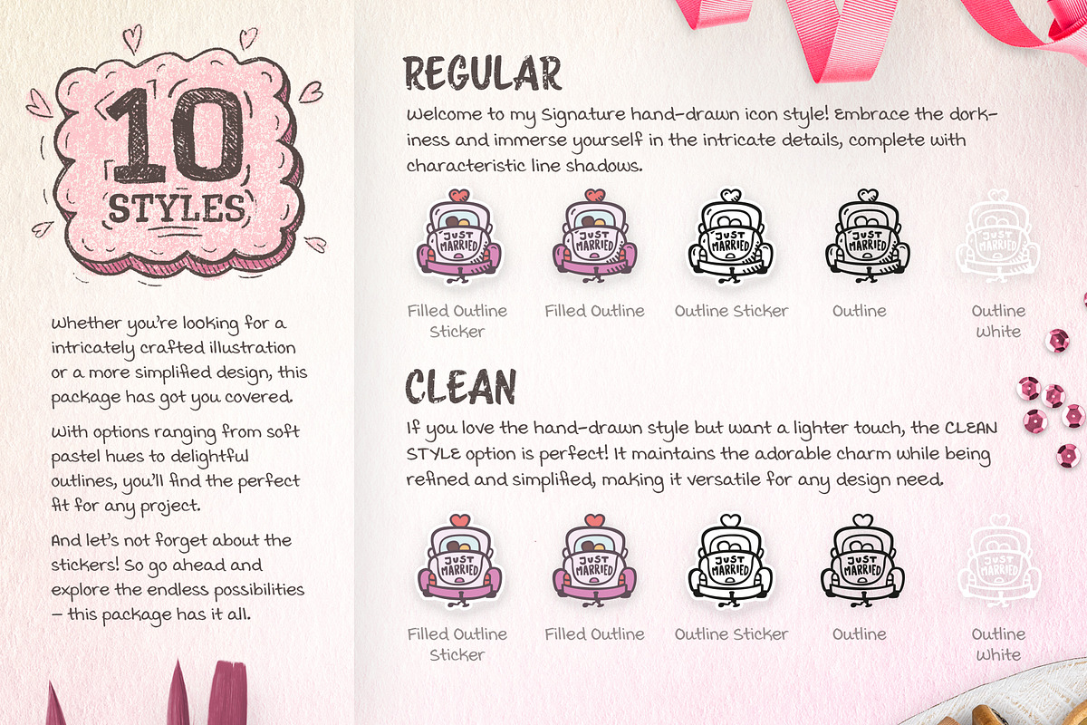 115 Hand-drawn Wedding Icons preview 7