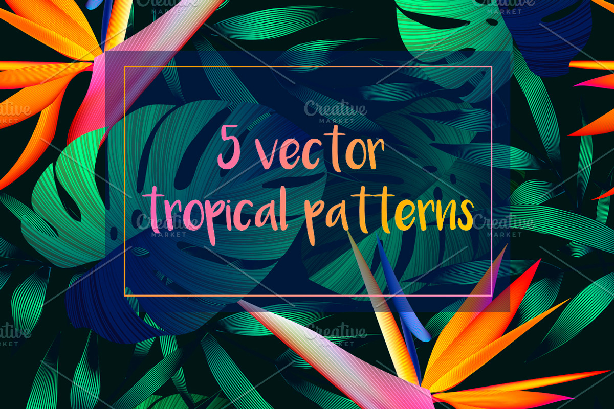 Seamless tropical patterns, a Pattern Graphic by zeffir