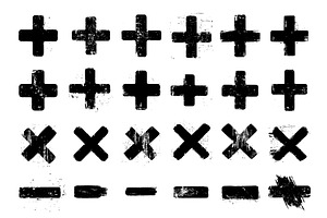 Grunge plus minus signs. Mathematics, an Illustration by Valerie Bodnar