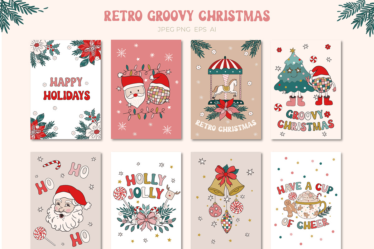 Retro Groovy Christmas, an Illustration by Cozy pattern shop (Photo 9 of 12)