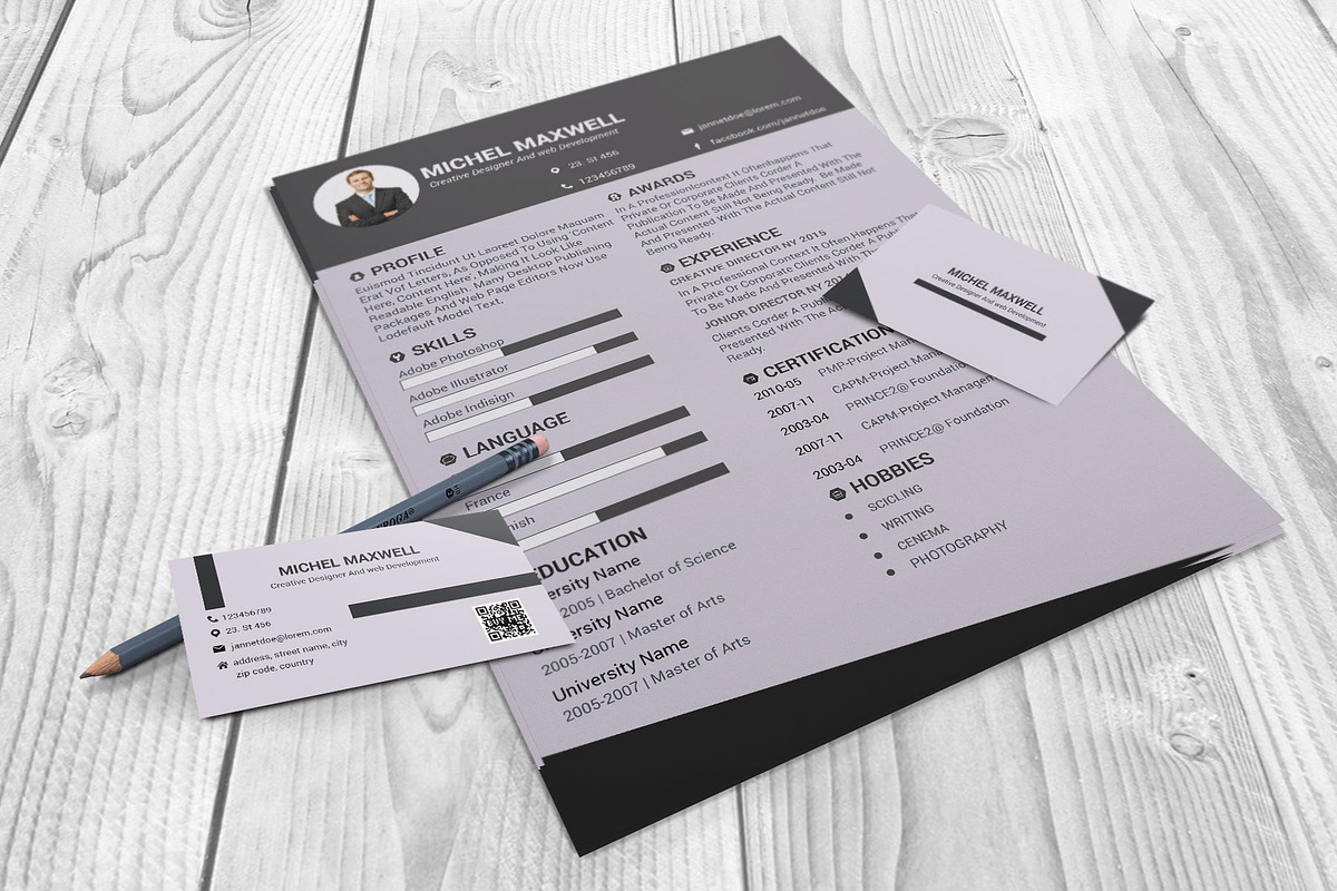 Clean Resume/CV design Template, a Resume Template by designvillage (Photo 6 of 13)