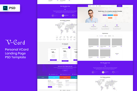 V-Card Landing Page Template, a Landing Page Template by 3djagan