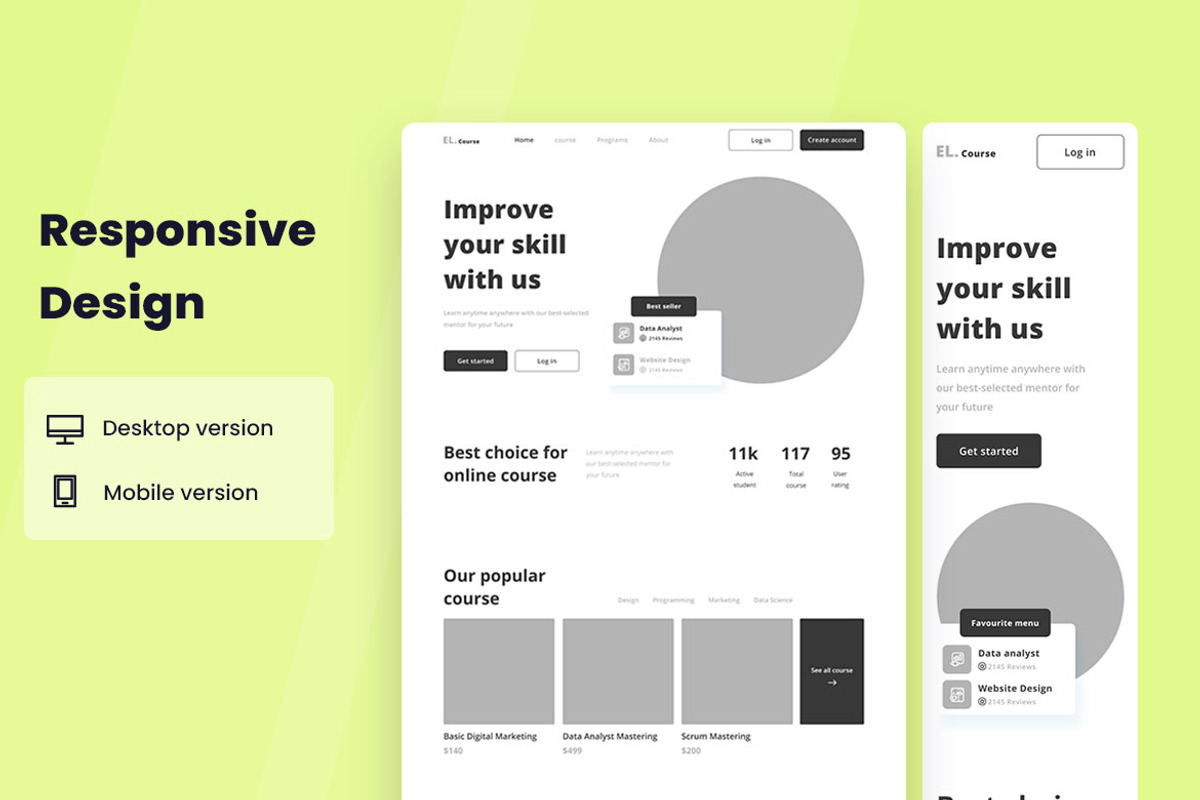 Online Course Wireframe Website, a Wireframe Template by INSPR STD (Photo 4 of 6)